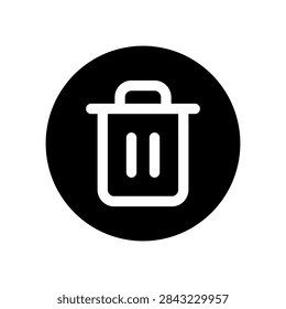 Trash Can Delete Vector Icon on Black Circle Background - Remove, Bin, Clear UI Symbol