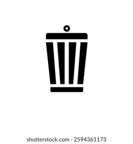 Trash Can, Disposal Waste, Recycle Bin Solid Flat Vector Icon Isolated on White Background.