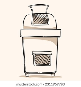 trash can doodle with background cream