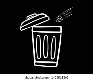 trash can doodle hand drawing doodle flat black