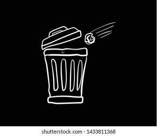 trash can doodle hand drawing doodle flat black