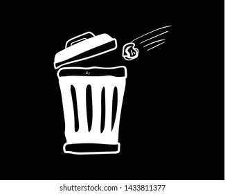 trash can doodle hand drawing doodle flat black
