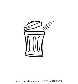 trash can doodle icon vector drawing