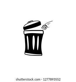 trash can doodle icon vector drawing