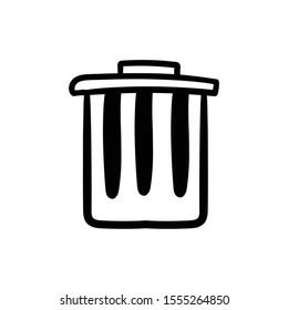 trash can doodle icon vector hand drawing 
