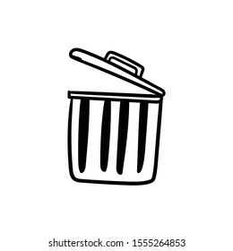 trash can doodle icon vector hand drawing 