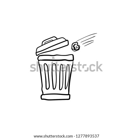 trash can doodle icon vector drawing