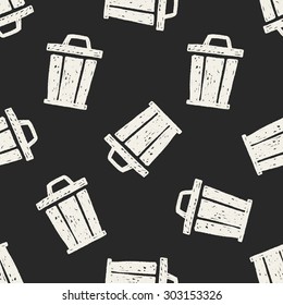 trash can doodle seamless pattern background