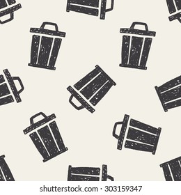 trash can doodle seamless pattern background