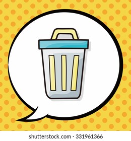 trash can doodle, speech bubble
