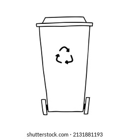 Trash can doodle vector. Trash bin recycle illustration