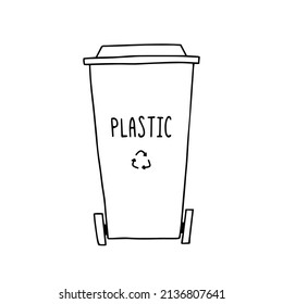 Trash Can Doodle Vector. Trash Bin Recycle Illustration