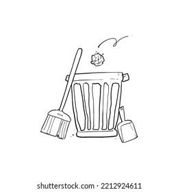 trash can doodle in white background