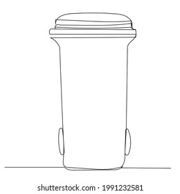 Trash Can Drawing By One Continuous Line, Isolated