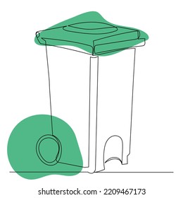 Trash Can Drawing By One Continuous Line, Isolated Vector