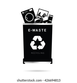 trash can dump illustration in in black color