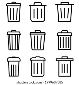 Trash can ector icon set. garbage illustration sign collection. rubbish symbol. trash logo.