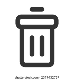 Trash can editable icon on white background. Wastebasket symbol. Delete, clean, rubbish. Outline style icon for web design. Vector illustration.