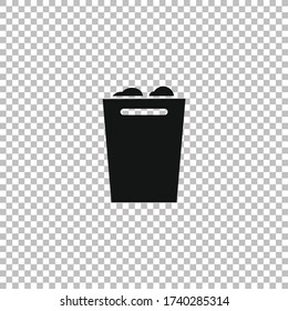 Trash can filled with crumbled paper vector illustration.Trash can icon.Garbage sign