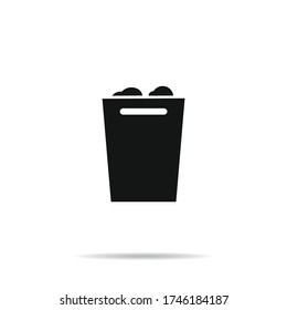 La basura se puede rellenar con una ilustración vectorial de papel desmoronado.Icono de la barra de discusión.Signo de elementos no utilizados