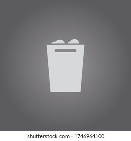 Trash can filled with crumbled paper vector illustration.Trash can icon.Garbage sign