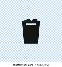 Trash can filled with crumbled paper vector illustration.Trash can icon.Garbage sign