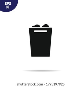 Trash can filled with crumbled paper vector illustration.Trash can icon.Garbage sign