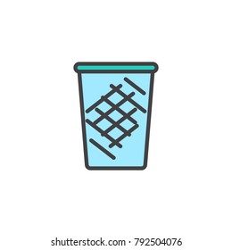 Trash can filled outline icon, line vector sign, linear colorful pictogram isolated on white. Recycle bin symbol, logo illustration. Pixel perfect vector graphics