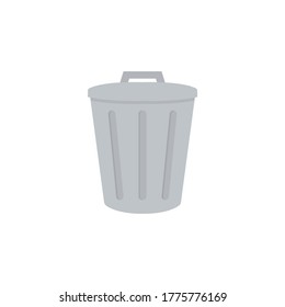 La basura puede plana, icono de canasta, icono de trozo de queso, ilustración vectorial aislada en fondo blanco