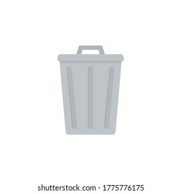 Trash can flat, basket icon, piece of cheese icon, vector illustration isolated on white background