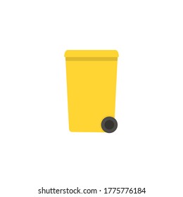 Trash can flat, basket icon, piece of cheese icon, vector illustration isolated on white background