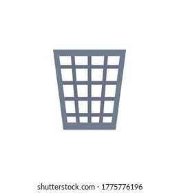 Trash can flat, basket icon, piece of cheese icon, vector illustration isolated on white background