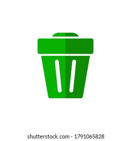 Trash can flat icon. Symbol vector on white background.
