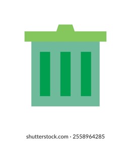 Trash can flat icon vector design, garbage design, recycle sign illustration, isolated on white background. 