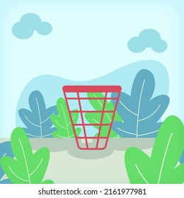 Trash Can Flat Illustration Design Concept EPS10 great to illustrate a trash can in a park or outdoor, a trash bin, a recycle bin, and many more