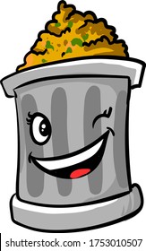 Trash can full of trash , illustration, vector on white background