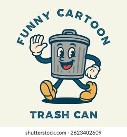 trash can funny cartoon mascot character