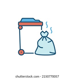 Trash Can and Garbage Bag vector concept colored icon or symbol