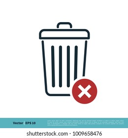 Trash Can / Garbage Bucket Icon Vector Logo Template Illustration Design. Vector EPS 10.