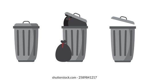 Trash can garbage dustbin. Vector stock illustration.