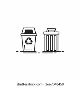 trash can garbage icon line art vector