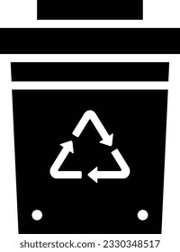 Trash Can Glyph Icon - Single Icon, Vector