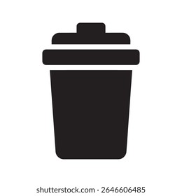 Trash can glyph icon for waste container garbage bin and rubbish disposal representing sanitation and cleanliness vector design vector solid glyph icon