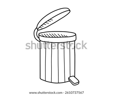 Trash can hand drawn in doodle style. Vector line art illustration.