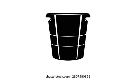 Trash can with handles a black silhouette on a white background