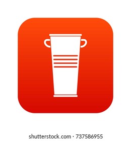 Trash can with handles icon digital red for any design isolated on white vector illustration