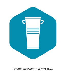 Trash can with handles icon. Simple illustration of trash can with handles vector icon for web