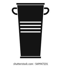 Trash can with handles icon. Simple illustration of trash can with handles vector icon for web