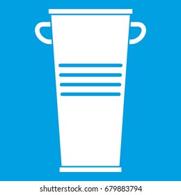 Trash can with handles icon white isolated on blue background vector illustration