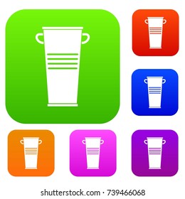 Trash can with handles set icon color in flat style isolated on white. Collection sings vector illustration